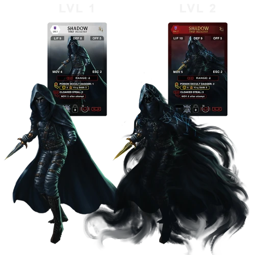 Shadow Guardian card upgrading from Level 1 to Level 2