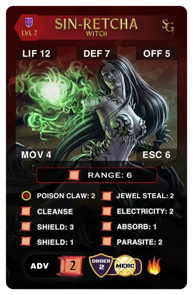 Sin-Retcha Guardian card, Level 2, front