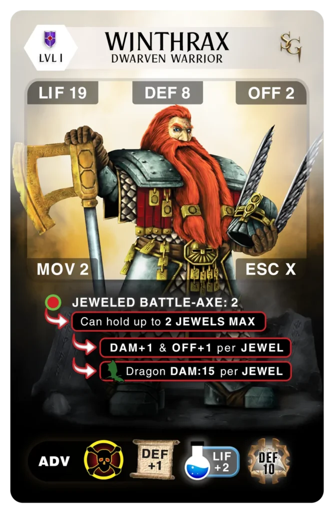 Winthrax Guardian card, Level 1, front